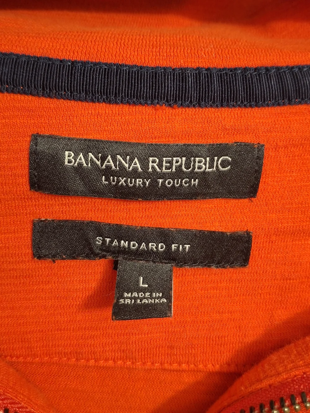 Banana Republic Bright Red Quarter-Zip Pullover with Stripe Band